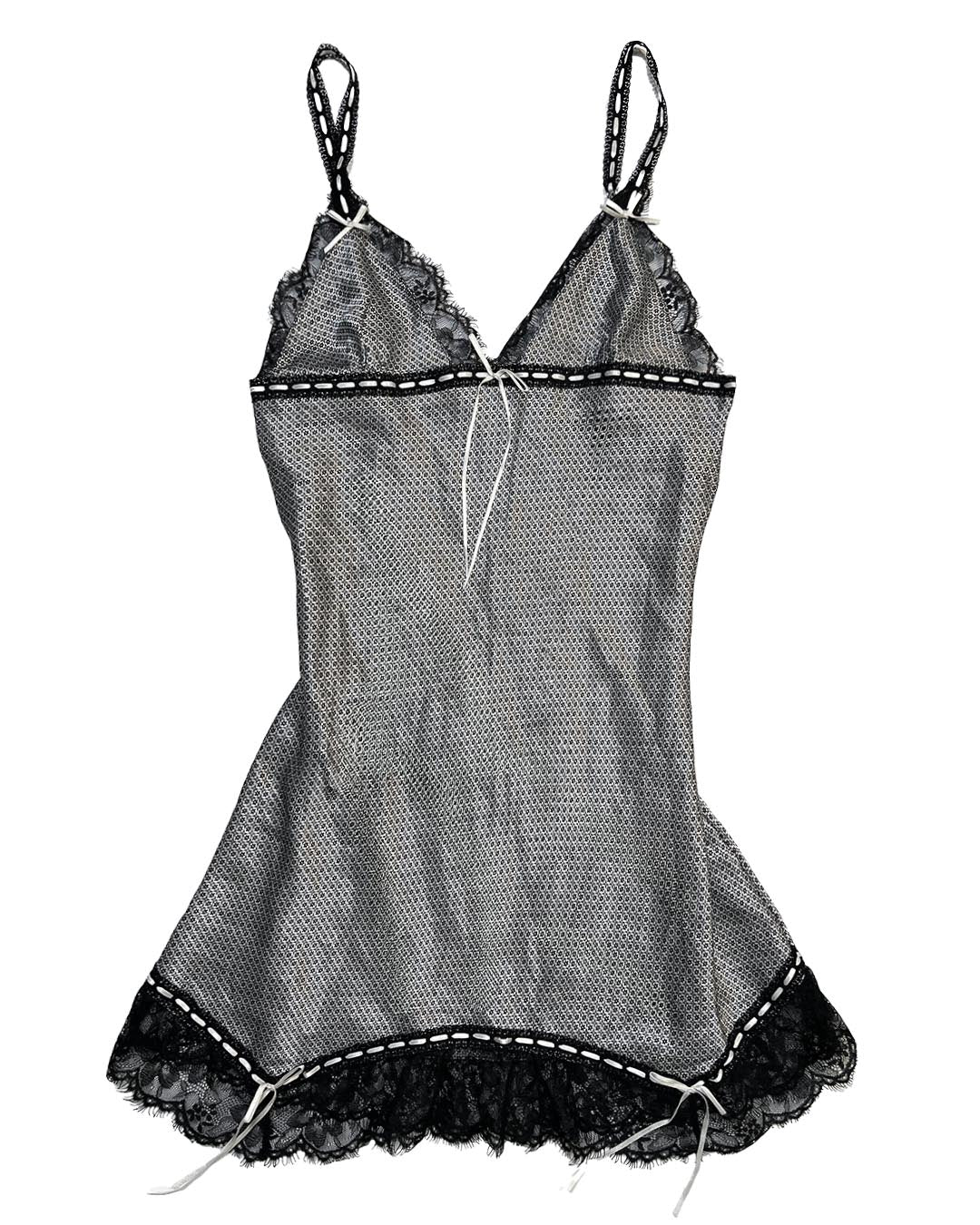 Monochrome Lace Ribbon Slip