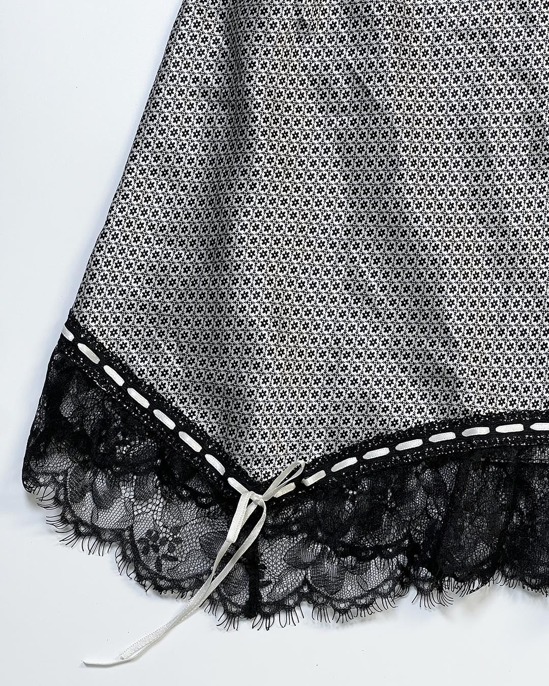 Monochrome Lace Ribbon Slip