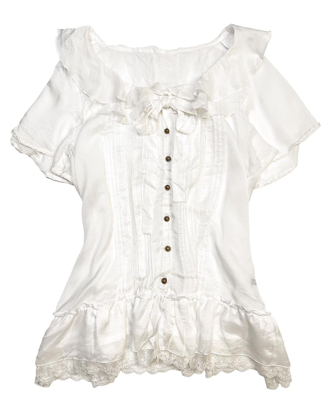 Ivory Ruffle Bow Blouse