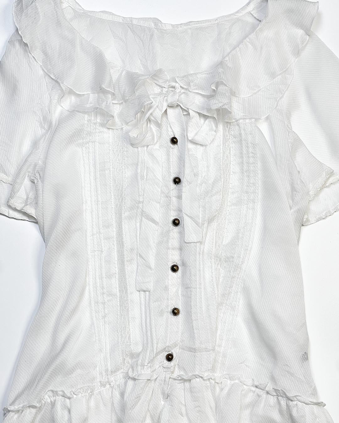 Ivory Ruffle Bow Blouse