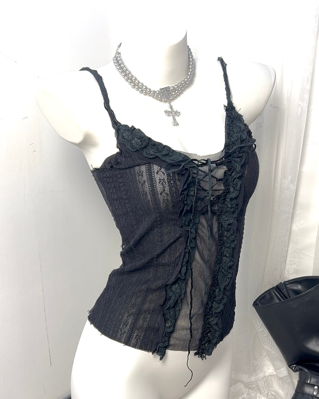 Midnight Lace-Up Cami