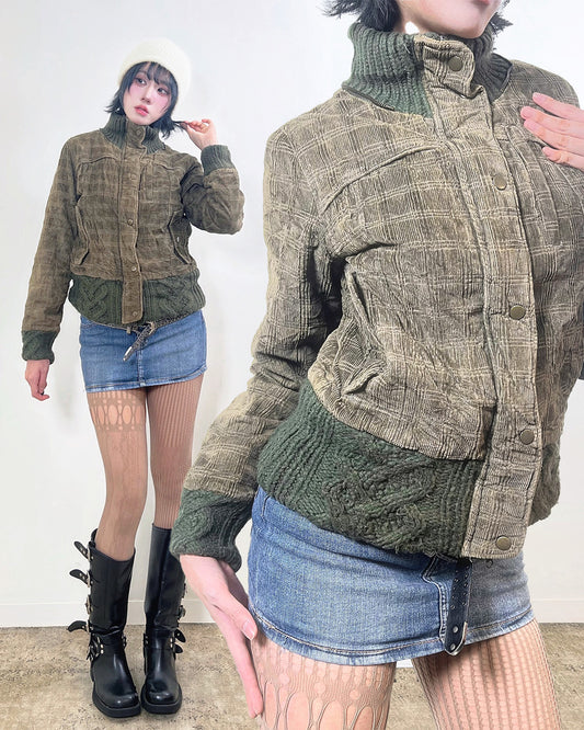 High Neck Knit Zip-up Jacket
