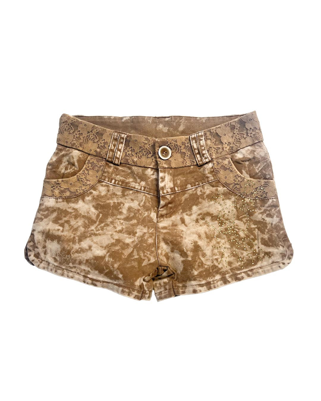 Lace Belt Acid Wash Shorts