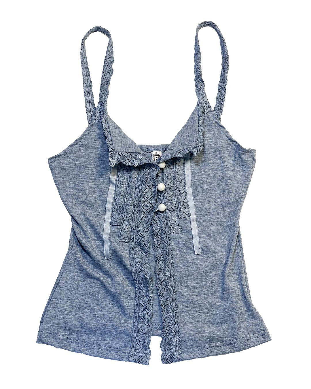 Dusty Blue Lace Ribbon Cami