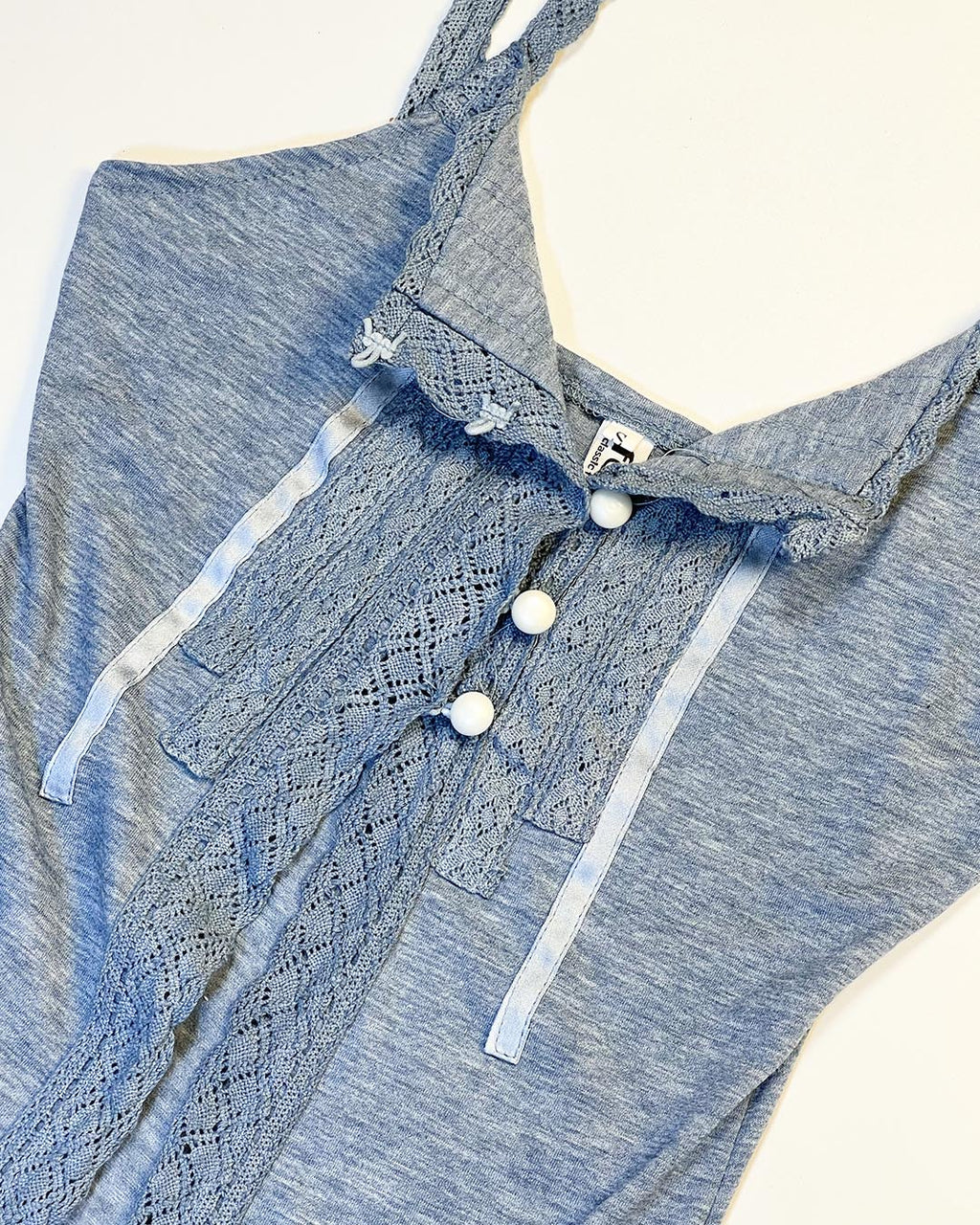 Dusty Blue Lace Ribbon Cami