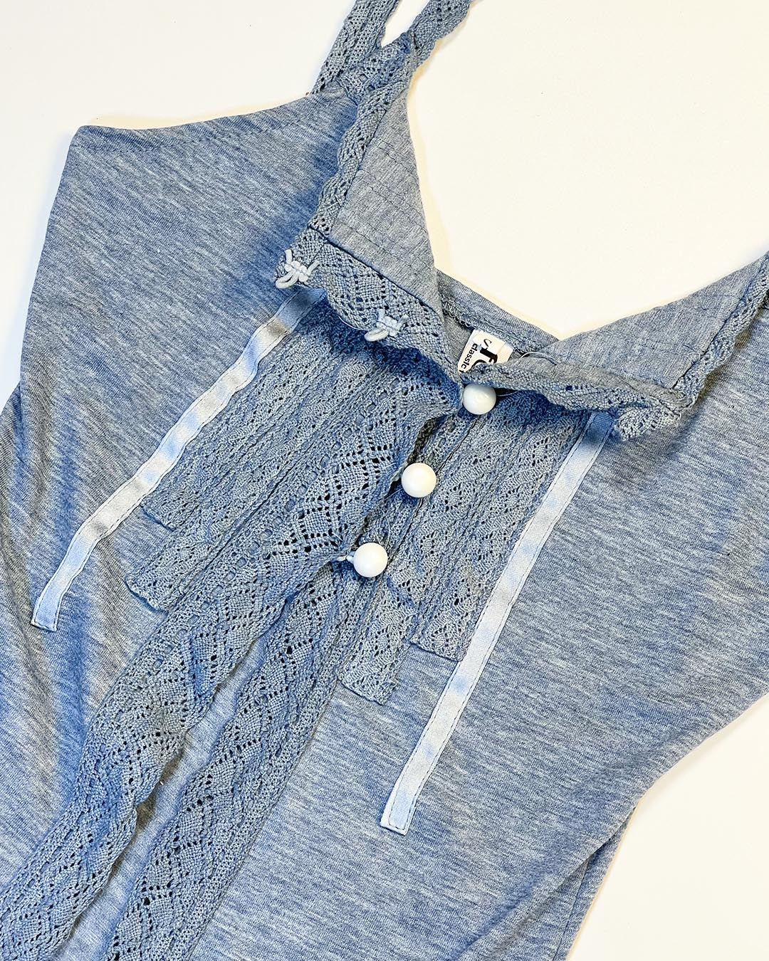 Dusty Blue Lace Ribbon Cami