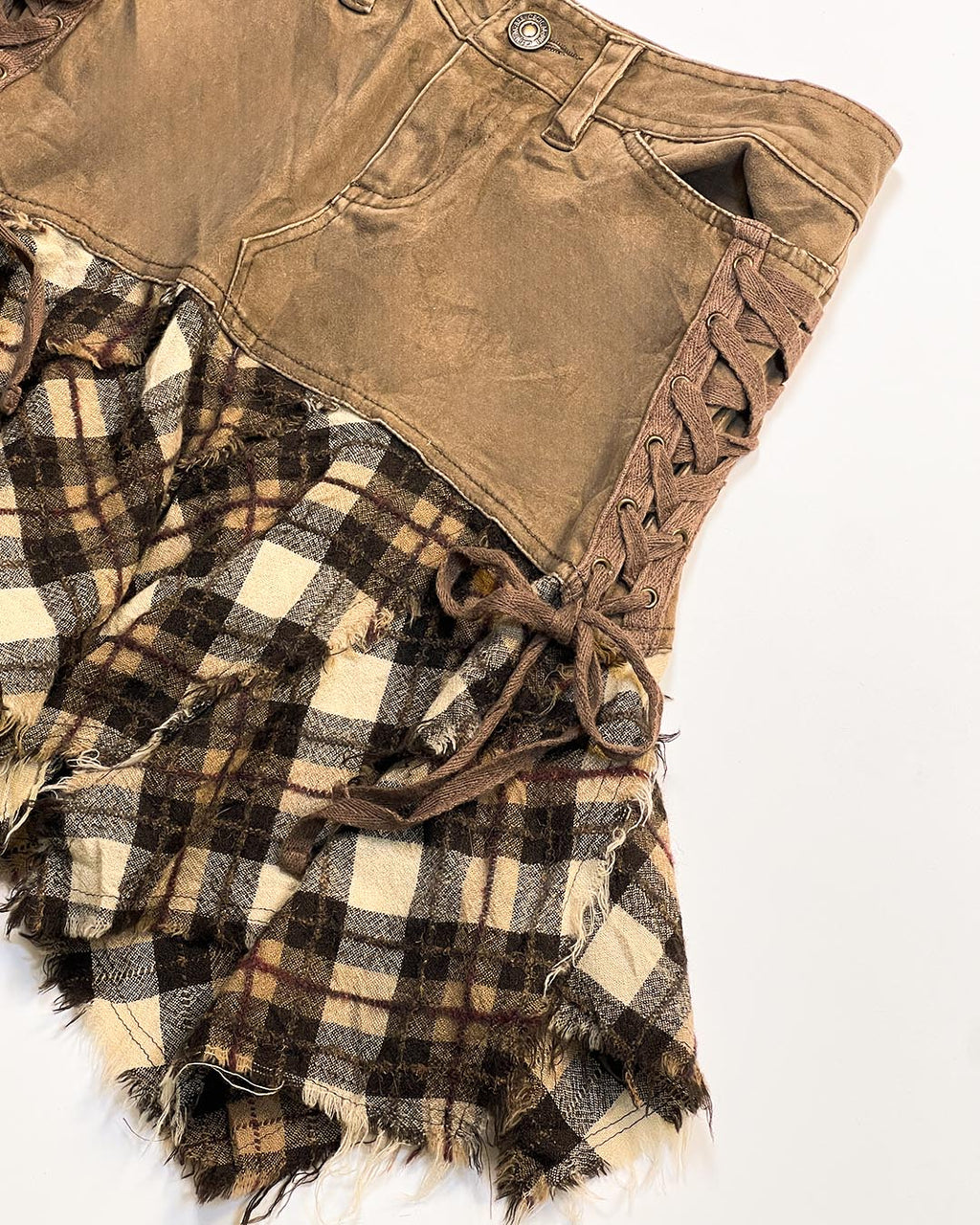 CECIL McBEE Plaid Patchwork Skirt