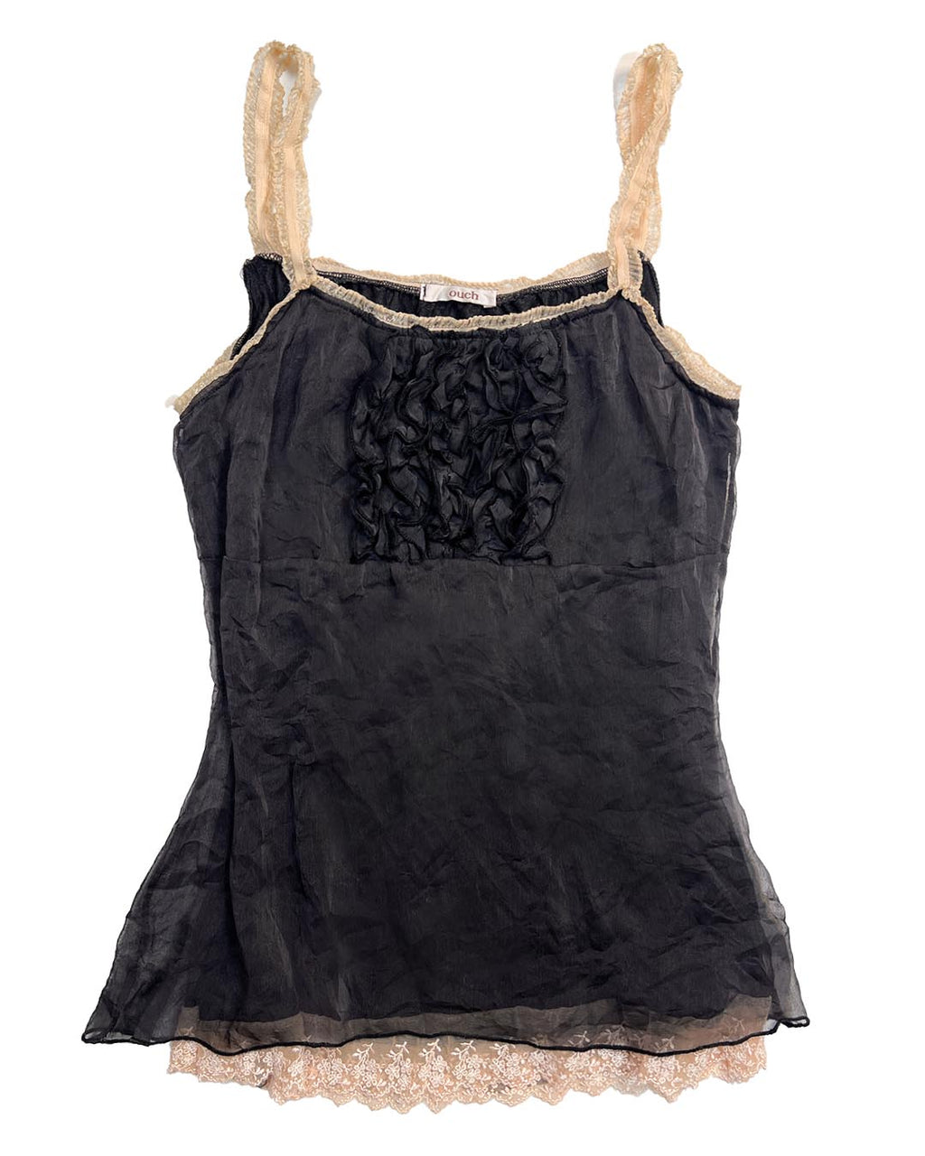 Black x Beige Ruffle Trim Cami