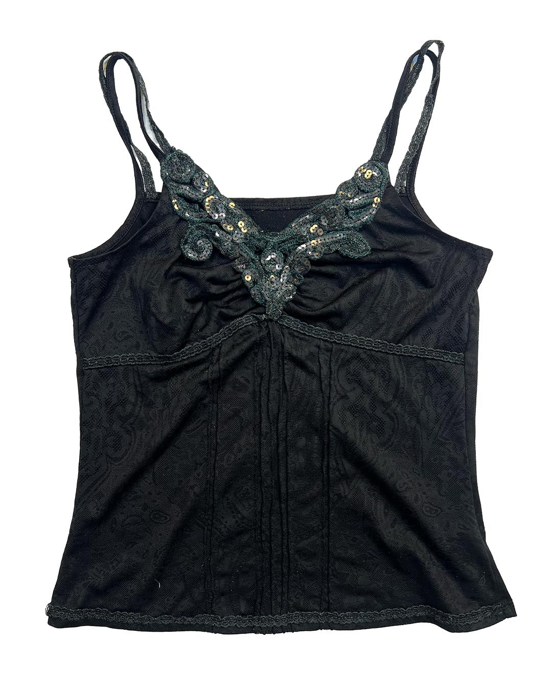 Sequin Appliqué Black Cami
