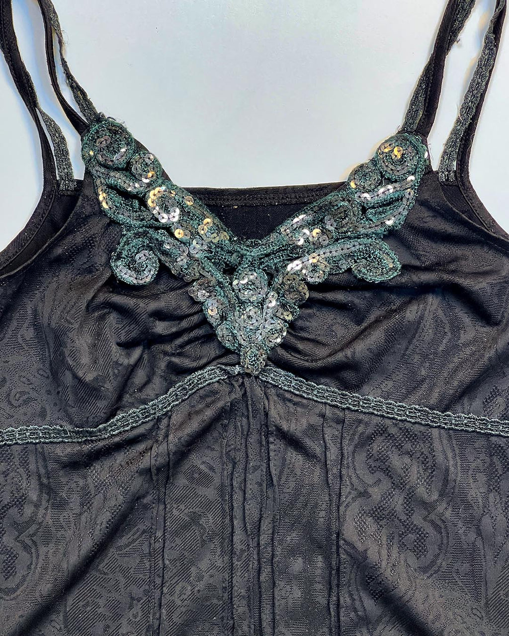 Sequin Appliqué Black Cami