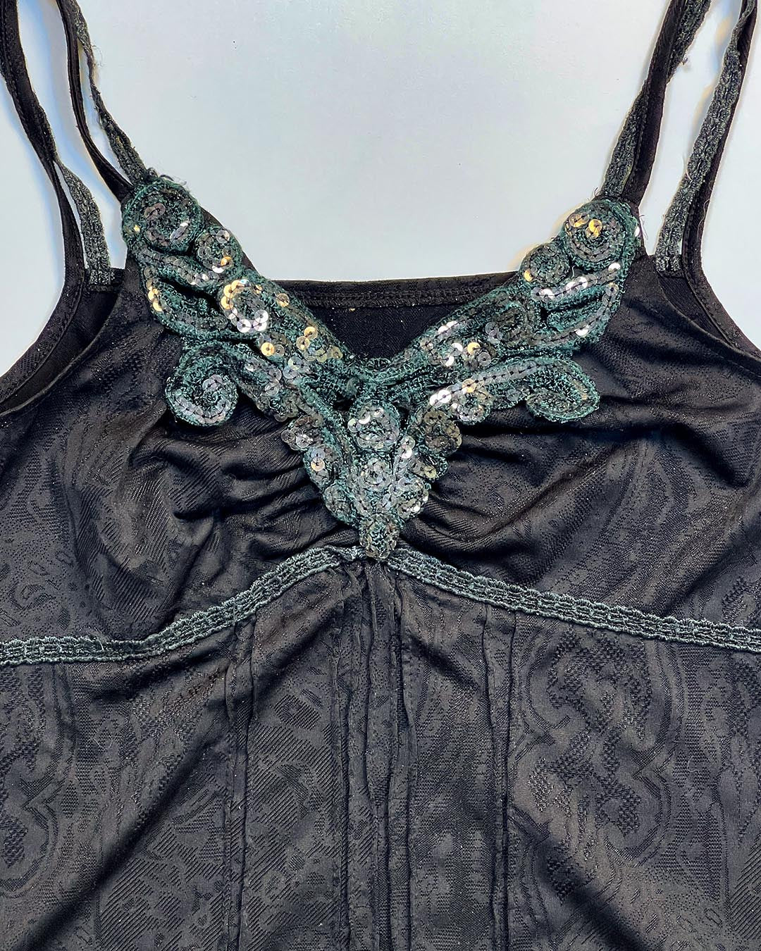 Sequin Appliqué Black Cami