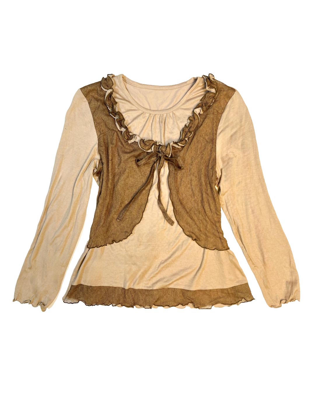 Mocha Layered Ruffle Blouse
