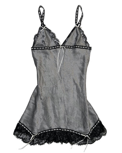Monochrome Lace Ribbon Slip