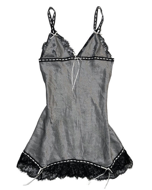 Monochrome Lace Ribbon Slip
