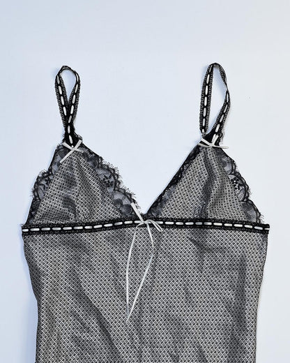 Monochrome Lace Ribbon Slip