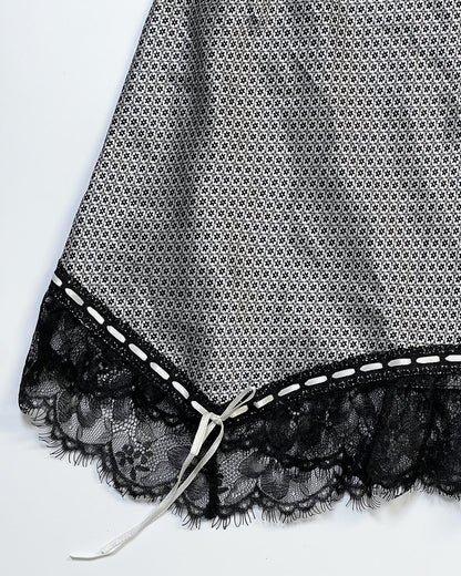 Monochrome Lace Ribbon Slip