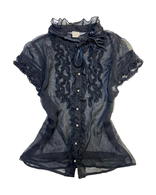 Axes Femme Sheer Ruffle Shirt