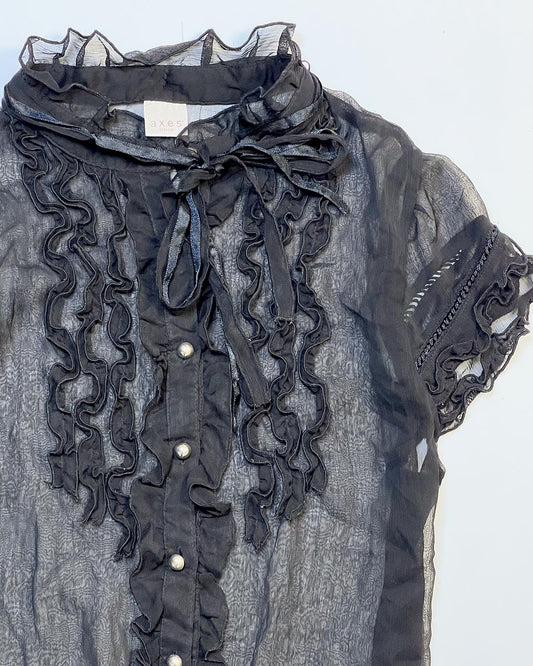 Axes Femme Sheer Ruffle Shirt
