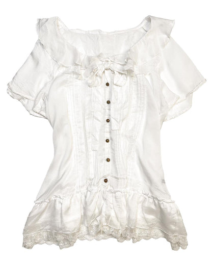 Ivory Ruffle Bow Blouse