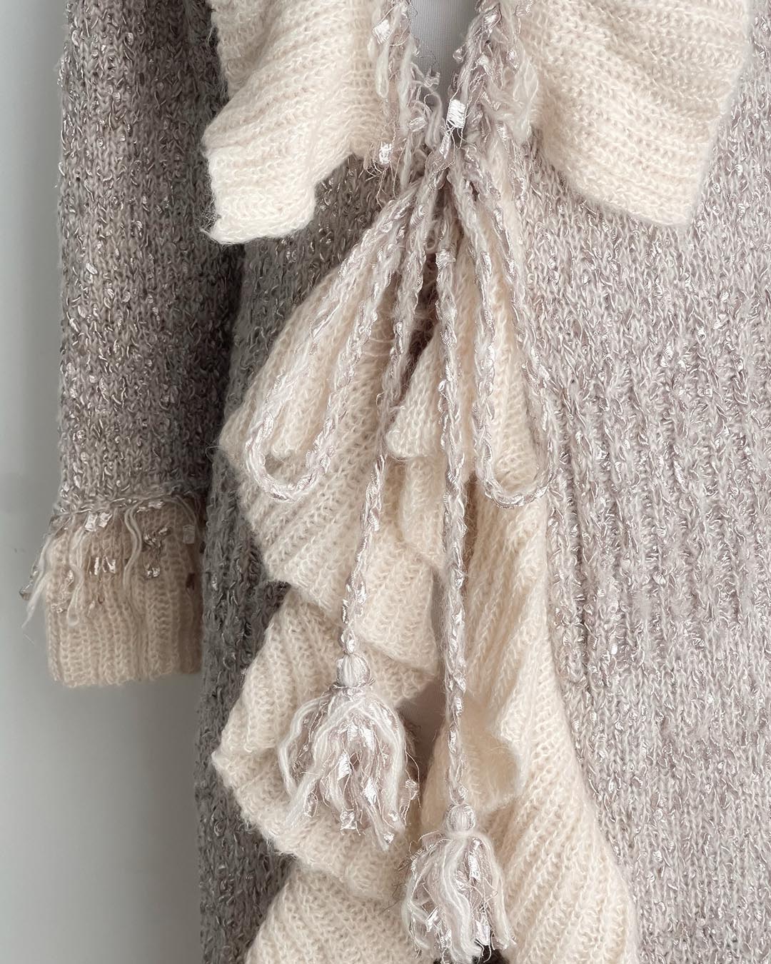 ( 🅜 a h ᵒ ᵐ < a d e ) Lazy Antique Ruffle Knit Cardigan