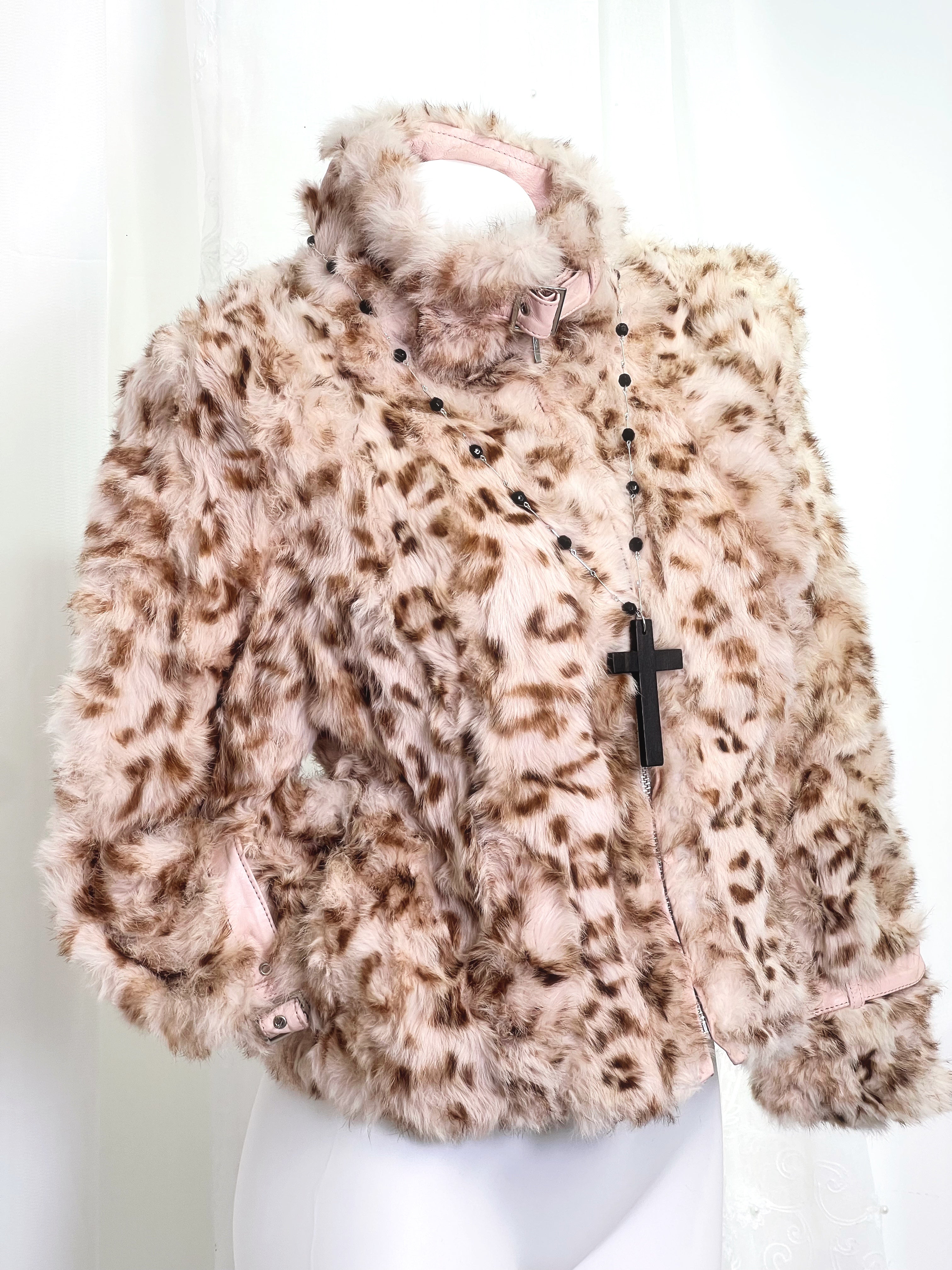 Pink Leopard Garu Fur Coat