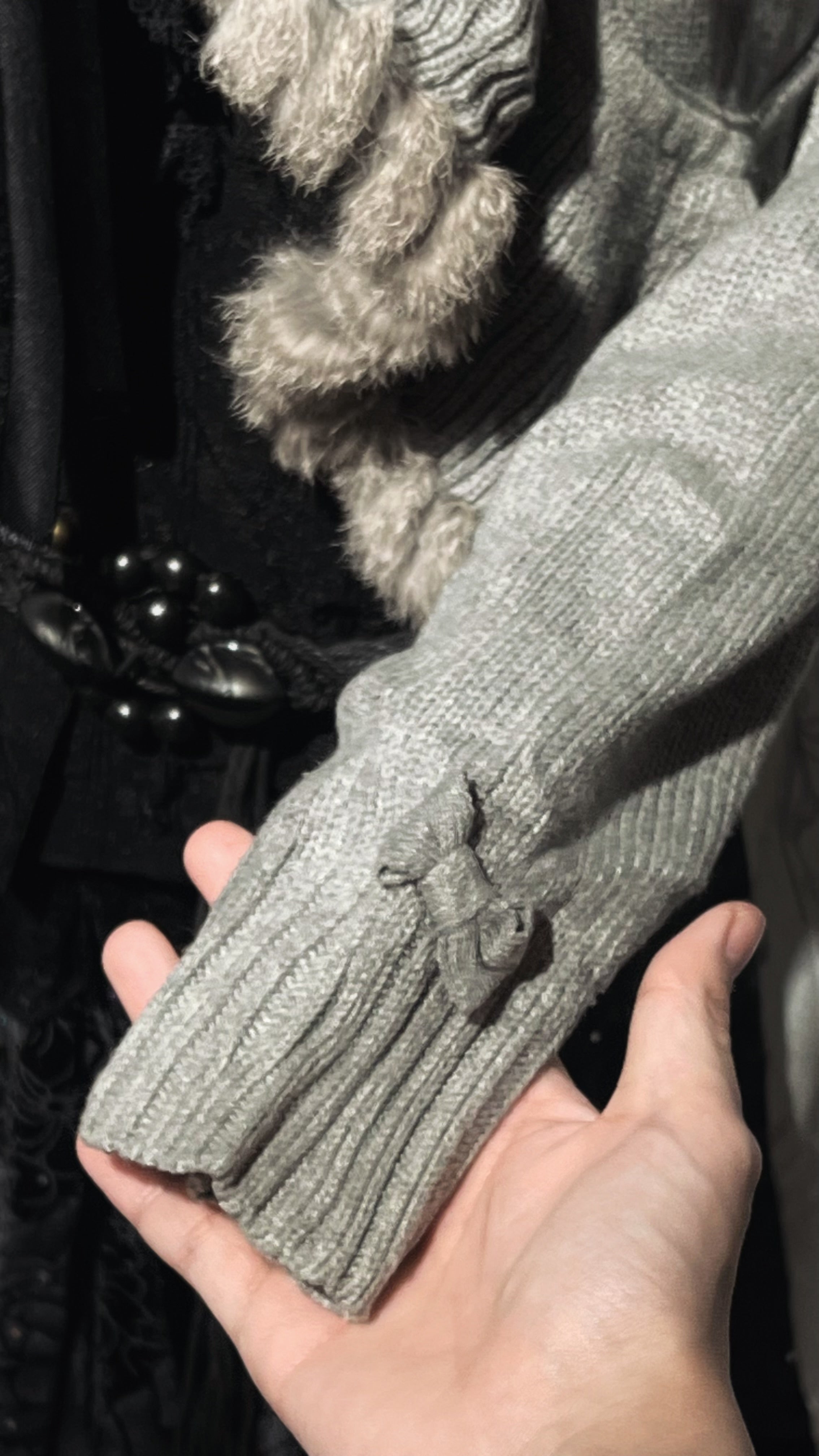 Fur Knit Gray Cardigan