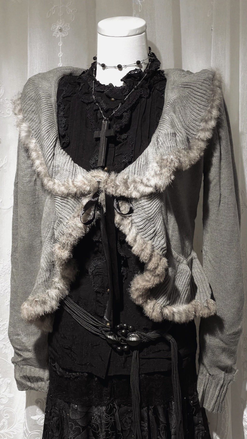 Fur Knit Gray Cardigan