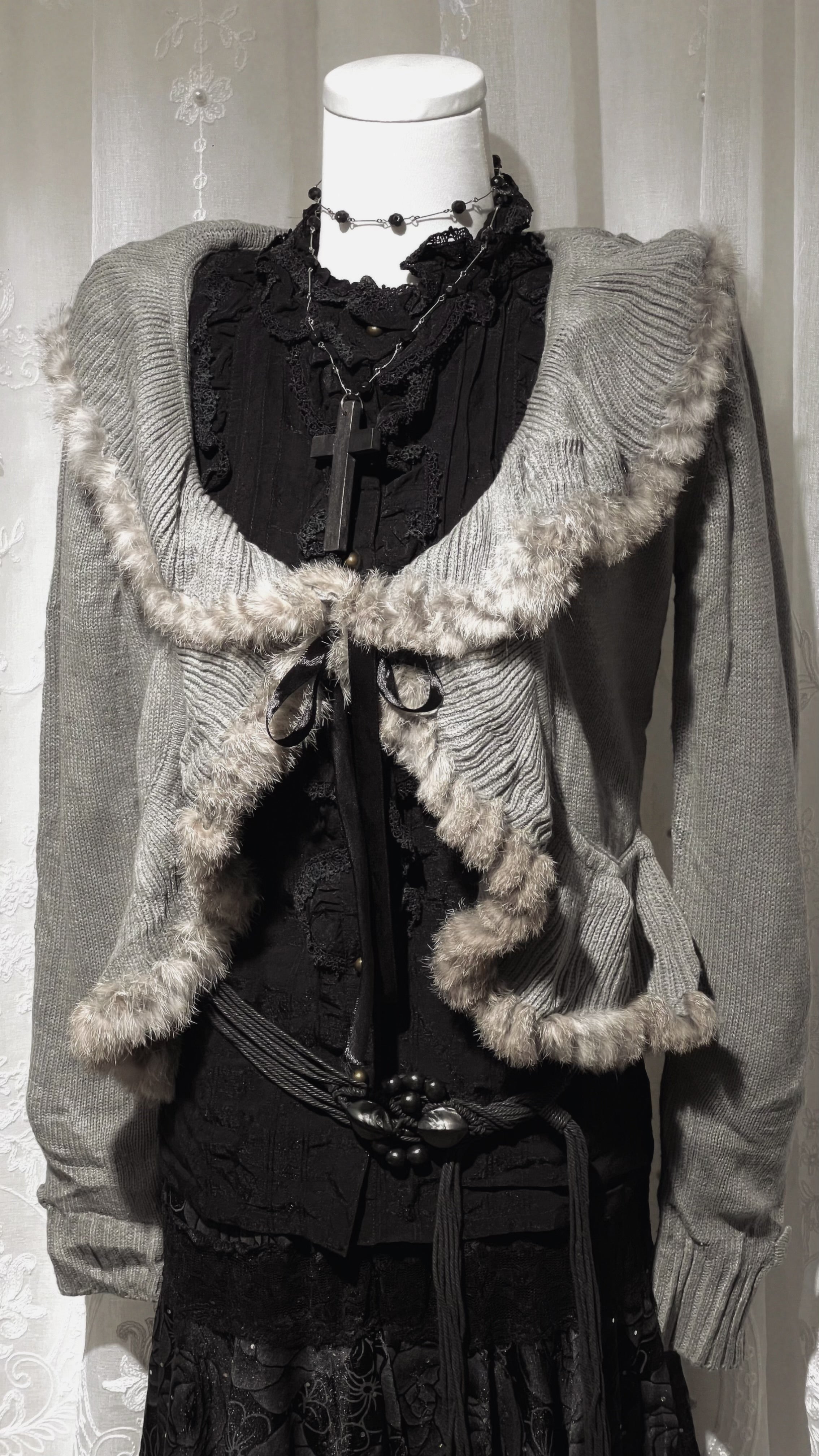 Fur Knit Gray Cardigan