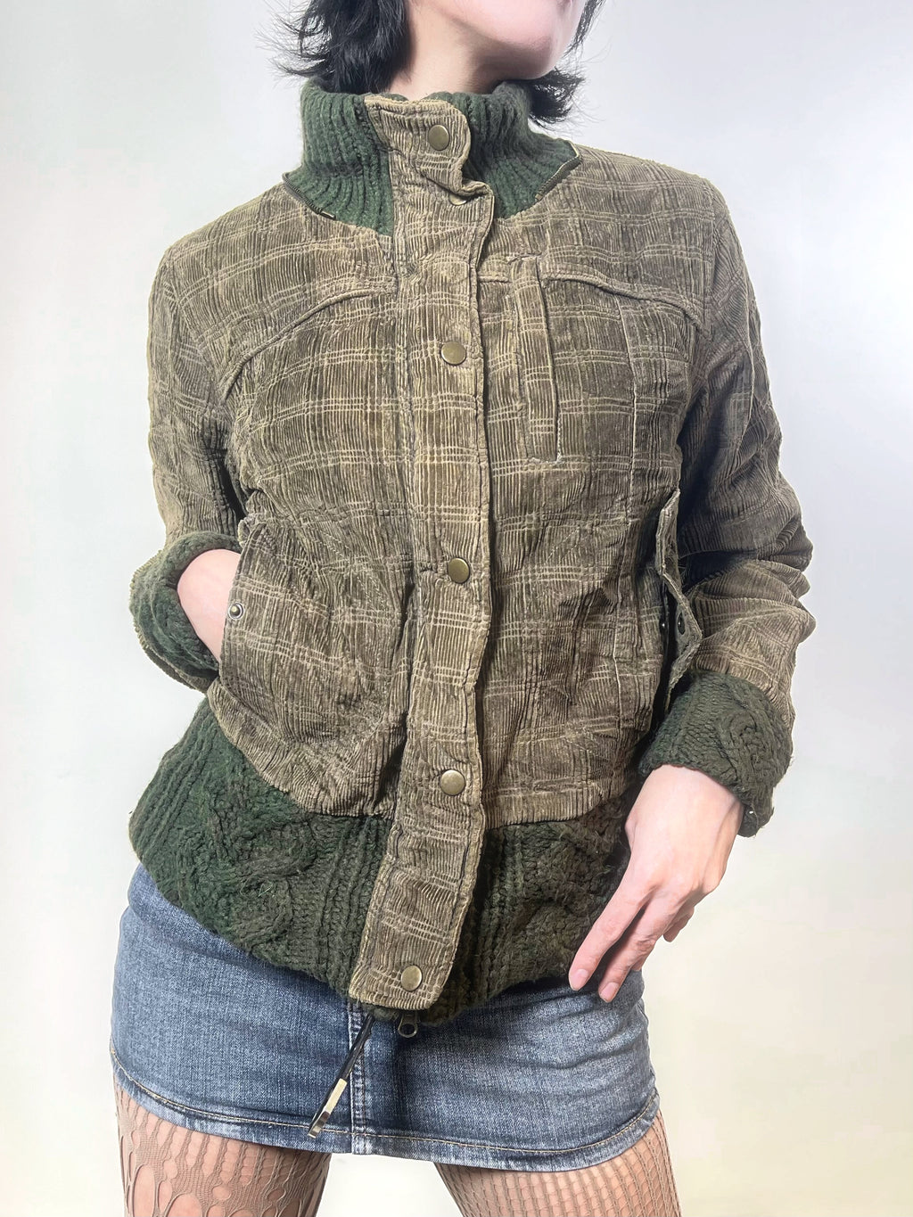 High Neck Knit Zip-up Jacket