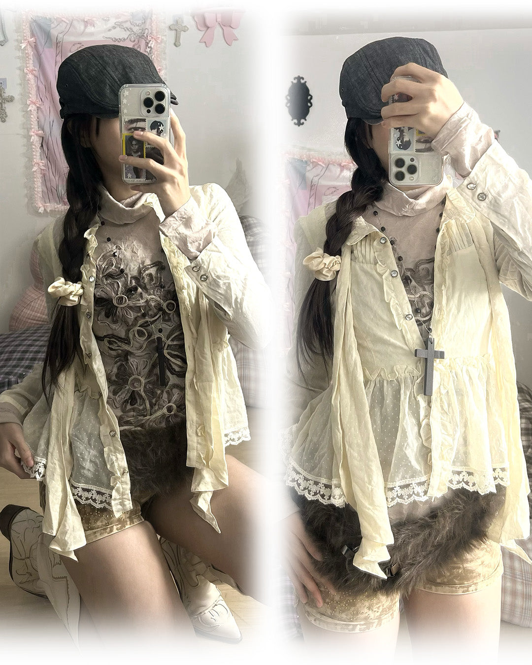 Cream Layered Turtleneck Set