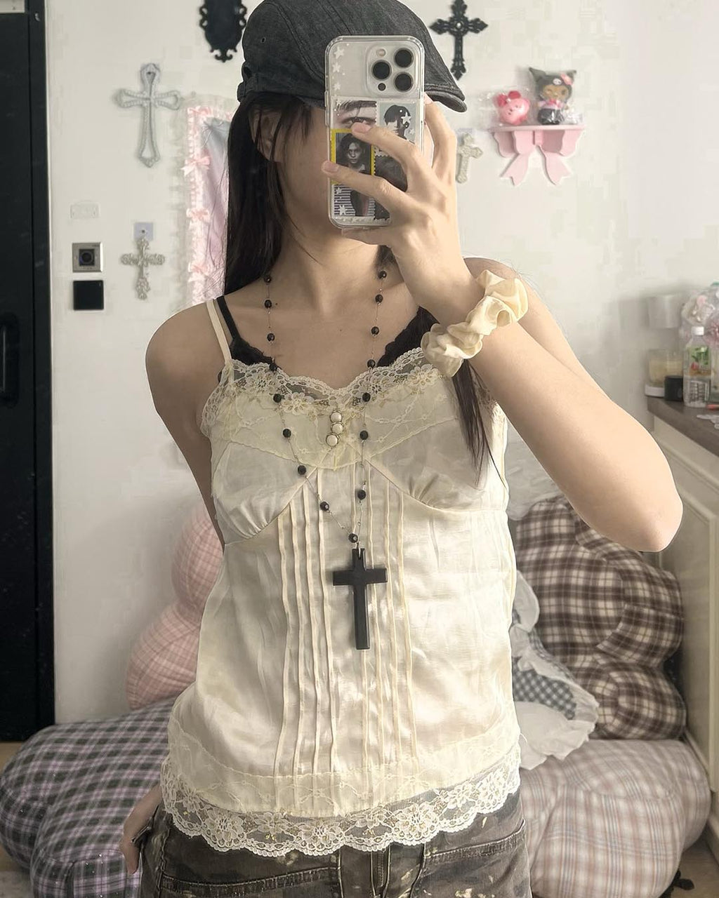 Ivory Satin Lace Camisole
