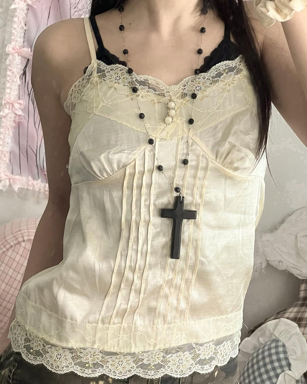 Ivory Satin Lace Camisole