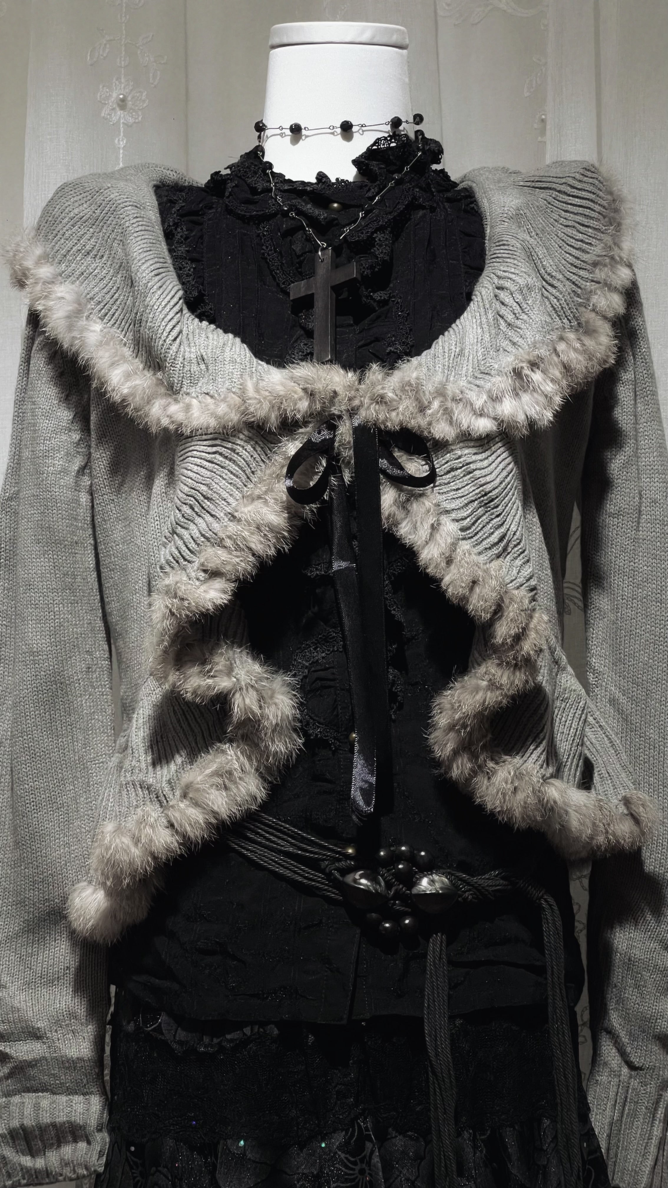 Fur Knit Gray Cardigan