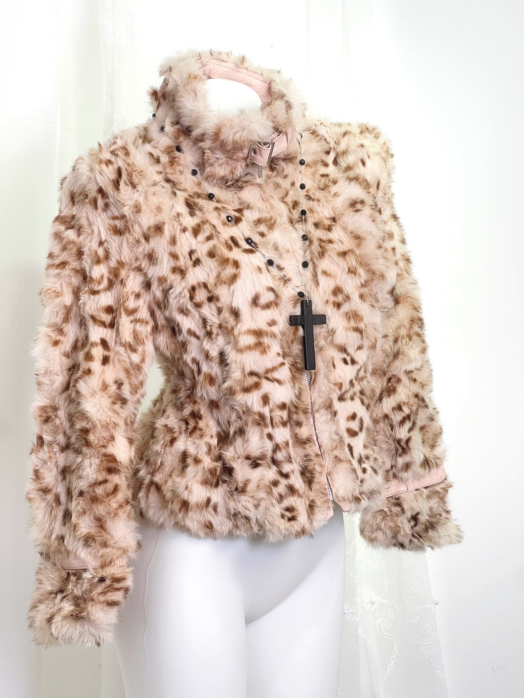 Pink Leopard Garu Fur Coat