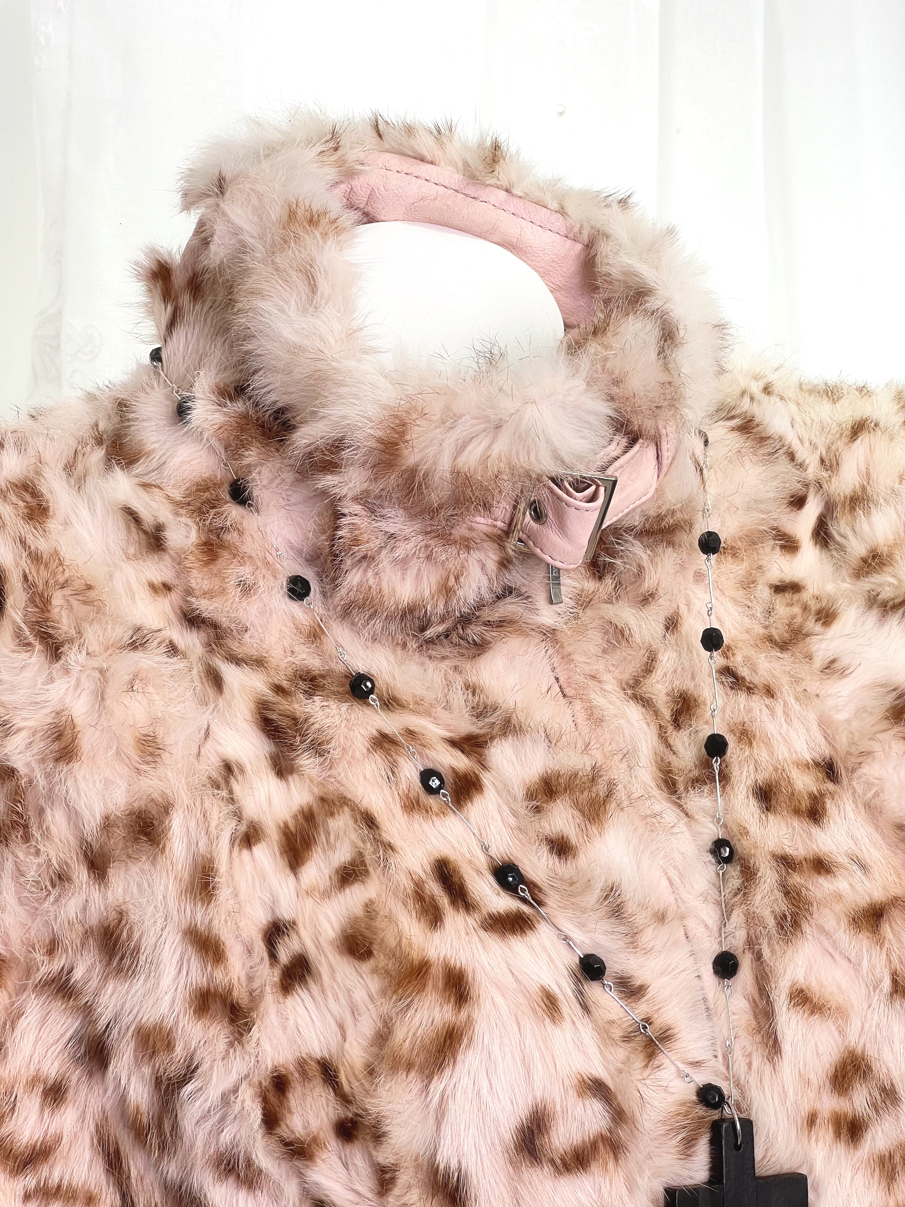 Pink Leopard Garu Fur Coat