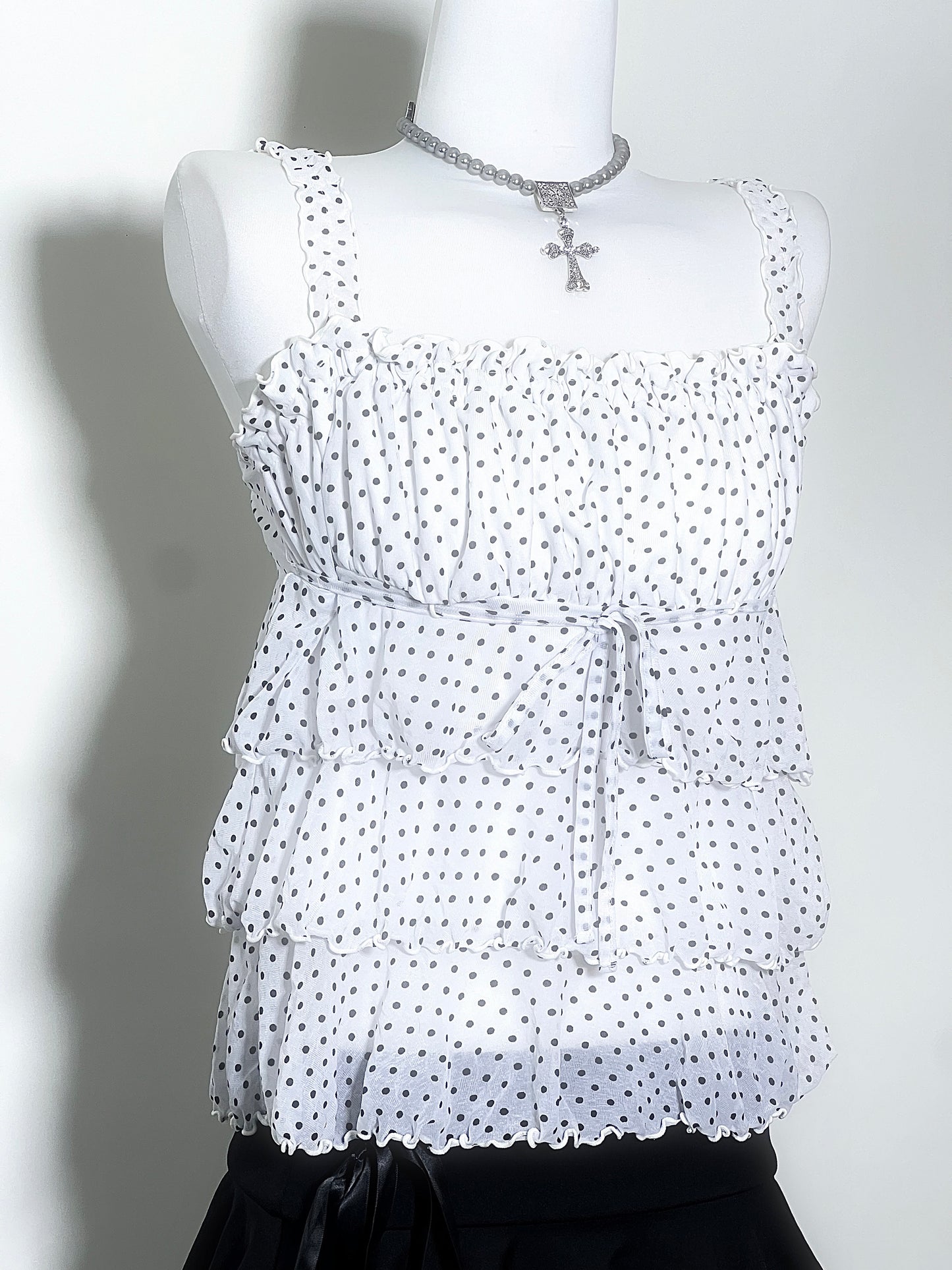 White Nana Dots Layers Cami