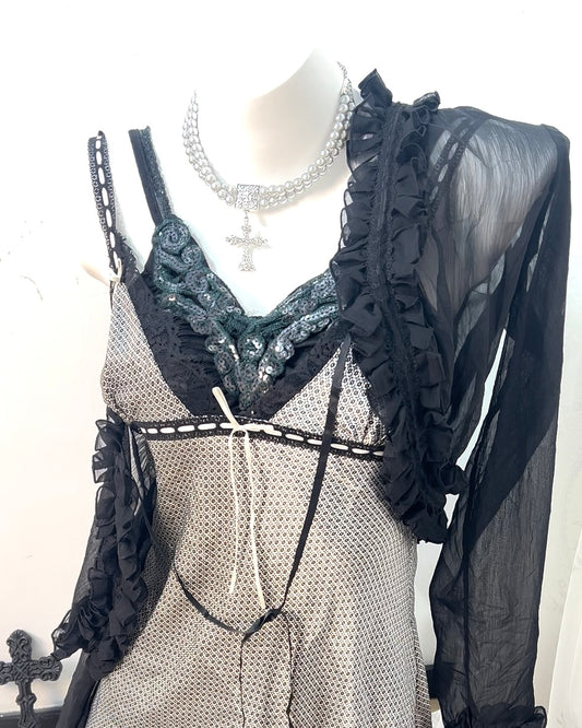 Sequin Appliqué Black Cami