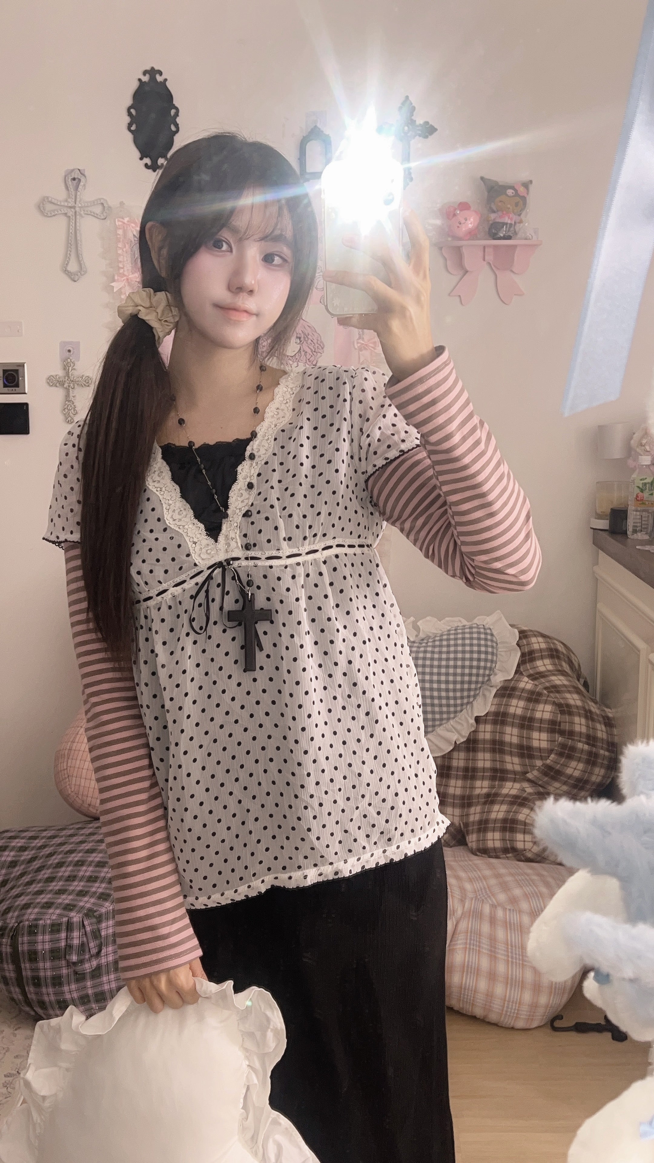 Polka Dots Ruffle Blouse