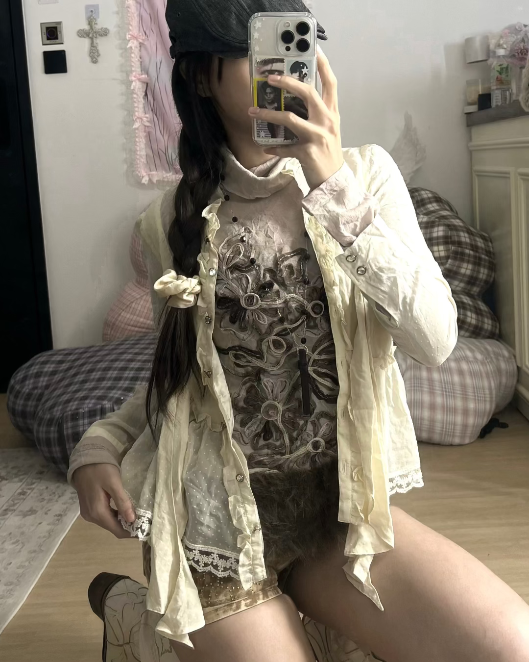 Cream Layered Turtleneck Set