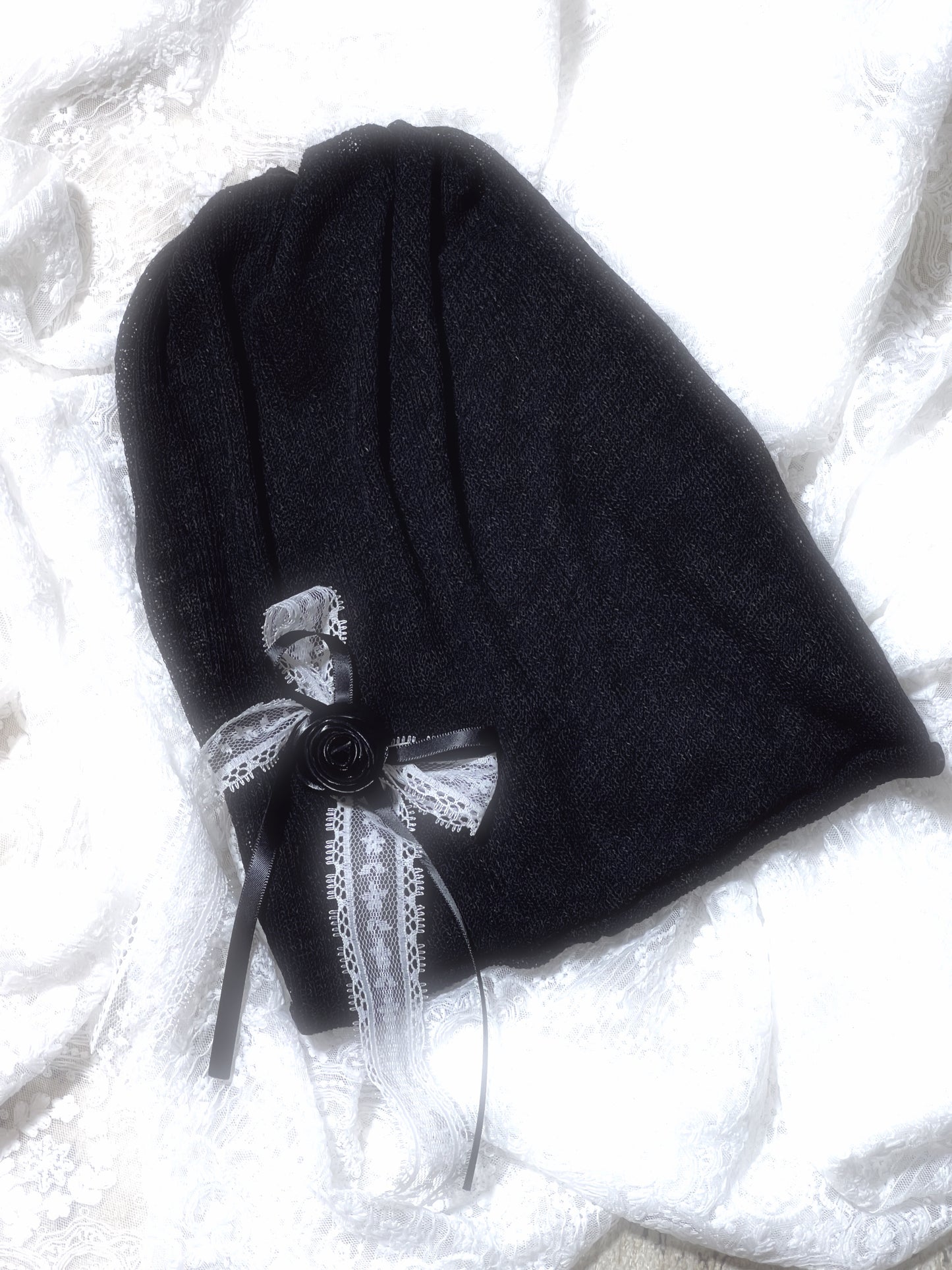 Balletcore Lace Ribbon 2-Ways Beanie