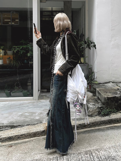 A-line Denim Maxi Skirt