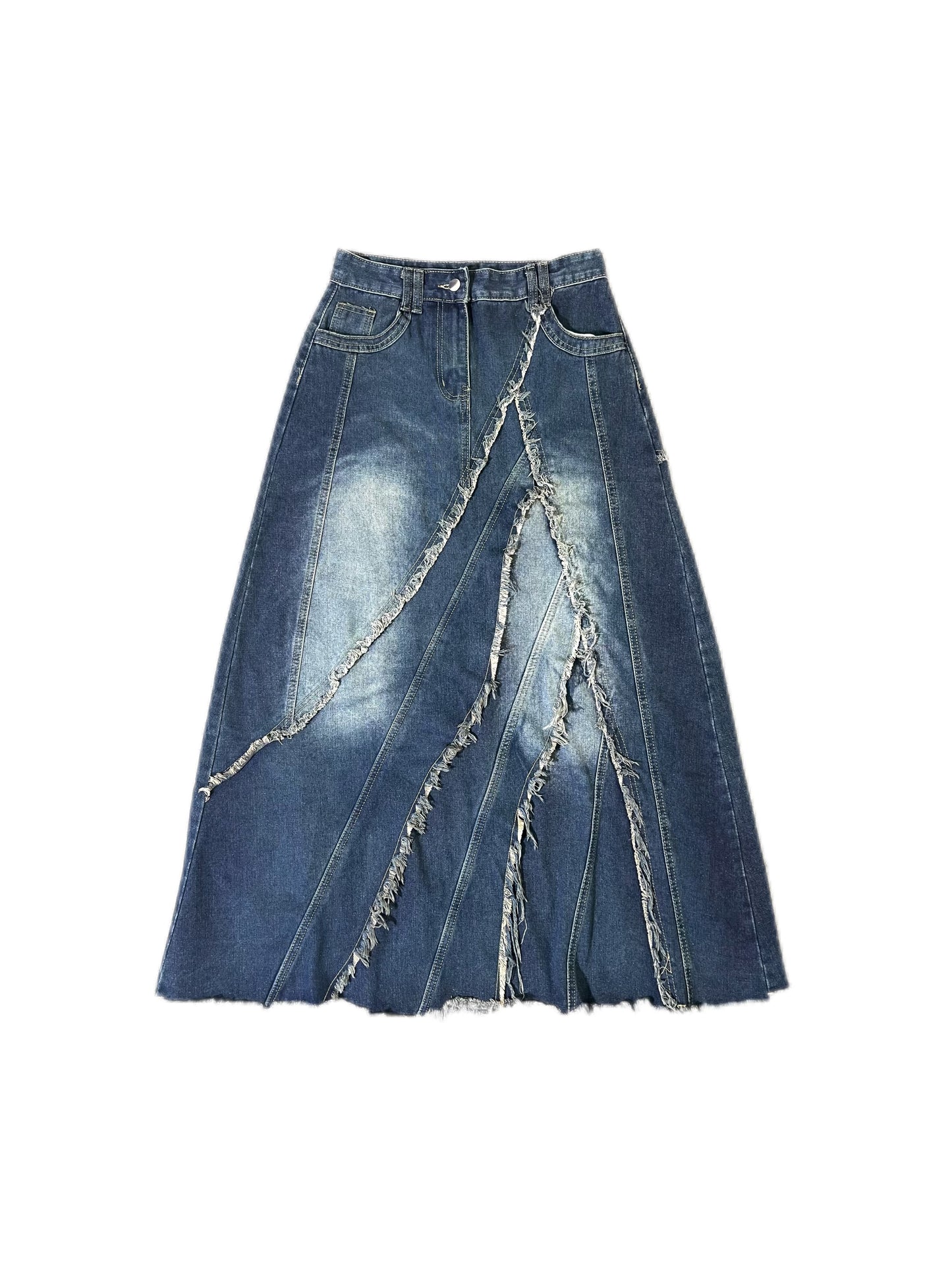 A-line Denim Maxi Skirt