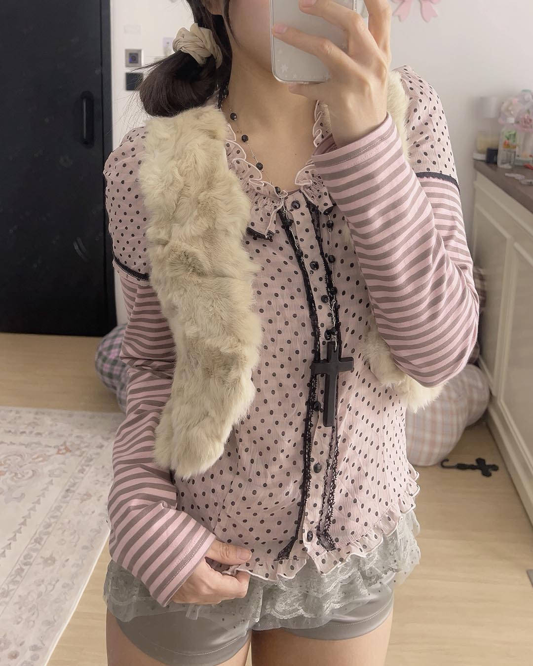 Polka Dots Ruffle Blouse