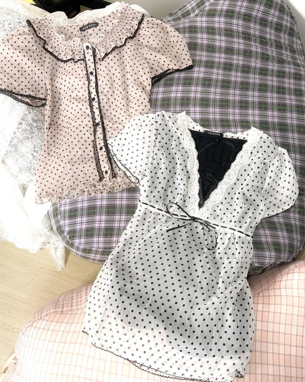 Polka Dots Ruffle Blouse