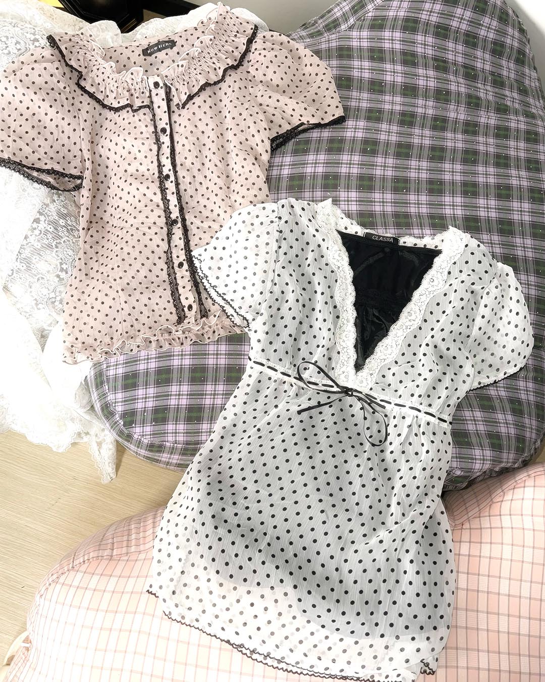 Polka Dots Ruffle Blouse