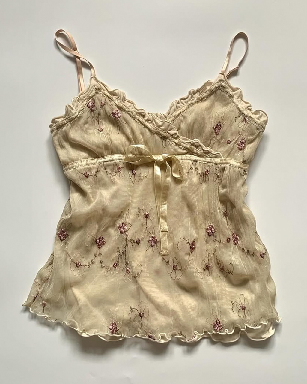 Floral Embroidered Ruffle Camisole